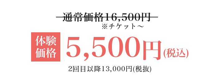 通常16,500円が体験価格5,500円
